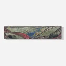 Laddie John Dill, Untitled, 1991, cement, pigment, glass on panel