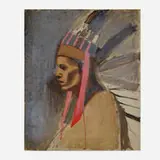 Myron Lechay, Indian Chief, Natchez Tribe, oil on canvas