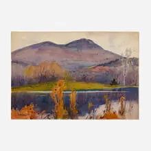 Sears Gallagher, New Hampshire Landscape, watercolor on paper laid to board