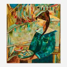 José Mijares, Woman on the Balcony, oil on canvas