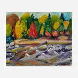 Carl Sprinchorn, River and Woods; Oak Leaves (double-sided), oil on canvas board