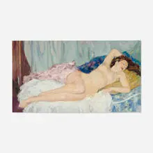 Yves Thiey, Recumbent Nude, oil on canvas