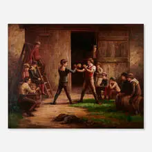 M. Perret, Young Pugilists with an Audience, oil on canvas