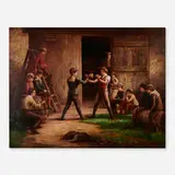 M. Perret, Young Pugilists with an Audience, oil on canvas