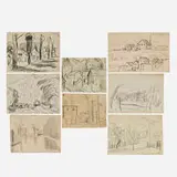 Oscar Florianus Bluemner, Eight sketches, crayon and ink on paper