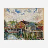 Gloucester Wharves by Hayley Lever, gouache and watercolor on paper laid to board, sold Oct 2023