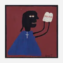 Annie Tolliver, Black Jesus Reading the Holy Bible, 1994, house paint on wood