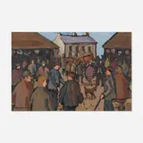 Market Day, Ballyclare by Mbe Hrua Frsa Ma Gladys MacCabe, oil on board, sold Oct 2023
