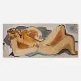 Richard Koppe, Recumbent Nude, oil on board