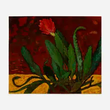 Gershon Benjamin, Potted Cactus in Bloom, 1952, oil on canvas board