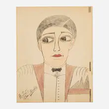 Prince Charming by Lee Godie, 1980, ballpoint pen and watercolor on board, sold Feb 2024