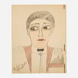 Prince Charming by Lee Godie, 1980, ballpoint pen and watercolor on board, sold Feb 2024