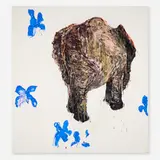 Vera Klement, Elephant, 2001, oil on canvas with paper collage