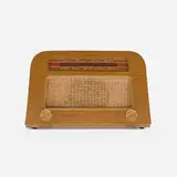 Charles and Ray Eames, Radio, 1946, oak veneer, cloth, screen-printed glass, plastic