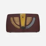 Charles and Ray Eames, Radio, model 6D030, 1946, mahogany plywood, brass, fabric, Bakelite, plastic