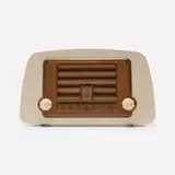 Charles and Ray Eames, Radio, model 588A, 1946, mahogany plywood, plastic, Bakelite