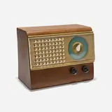Raymond Loewy, Radio, model 510, 1946, mahogany plywood, Bakelite, plastic, enameled metal