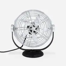 Tabletop fan by Roto-Beam Corporation, c. 1933, chrome-plated steel, aluminum, iron, sold Feb 2024