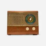 Raymond Loewy, Radio, model 504, 1946, mahogany plywood, Bakelite, enameled metal, nylon mesh, plastic
