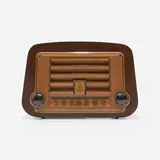 Charles and Ray Eames, Radio, model 578A, 1946, walnut plywood, plastic, Bakelite