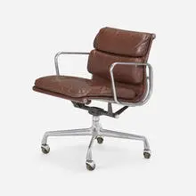 Soft Pad Management chair by Charles and Ray Eames, 1958 / 1973, leather, aluminum, sold Feb 2024