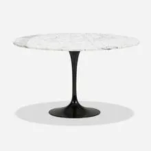 Tulip dining table, model 176 by Eero Saarinen, marble, enameled aluminum, lacquered wood, sold Feb 2024