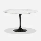 Tulip dining table, model 176 by Eero Saarinen, marble, enameled aluminum, lacquered wood, sold Feb 2024