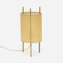 Table lamp by Isamu Noguchi, 1947, fiberglass-reinforced polyvinyl, cherry, sold Feb 2024