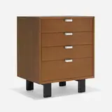 Cabinet, model 4701 by George Nelson & Associates, walnut, lacquered wood, polished aluminum, sold Feb 2024