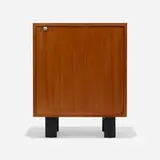 Cabinet, model 4702 by George Nelson & Associates, c. 1951, walnut and ebonized wood, aluminum, sold Feb 2024