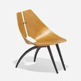 Ray Komai, Chair, model 939, 1949, mahogany plywood, lacquered wood, aluminum