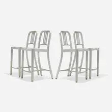 Emeco, Navy bar stools, set of four, brushed aluminum