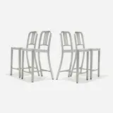 Emeco, Navy bar stools, set of four, brushed aluminum