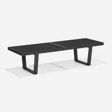 Slat bench by George Nelson & Associates, 1946, lacquered wood, sold Feb 2024
