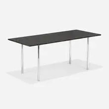 Dining table by Erwine & Estelle Laverne, c. 1957, granite, wood, chrome-plated steel, sold Feb 2024
