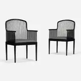 Davis Allen, Exeter armchairs, pair, c. 1995, lacquered beech, upholstery