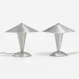 Walter von Nessen, Table lamps model AF 4, pair, c. 1938, aluminum, enameled brass