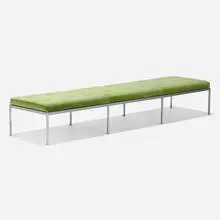 Florence Knoll, Bench, upholstery, matte chrome-plated steel