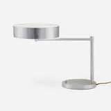 Modern, Swing-arm desk lamp, c. 1955, brushed and enameled aluminum, iron, acrylic