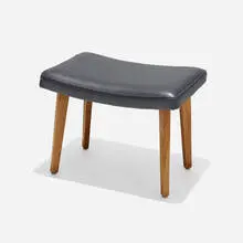 Stool, model 4698 by George Nelson & Associates, vinyl, walnut, sold Feb 2024