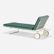 Richard Schultz, Outdoor chaise, model 715, 1963, enameled steel, enameled aluminum, vinyl upholstery, rubber