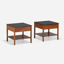Florence Knoll, Nightstands model 227, pair, 1956, walnut, slate