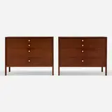 Florence Knoll, Cabinets model 226-2, pair, walnut, painted steel