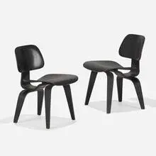 Charles and Ray Eames, DCWs, pair, aniline-dyed ash plywood, rubber