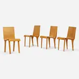 Josef Van der Kar, Chairs, set of four, c. 1955, cherry plywood
