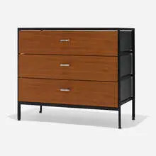 Steeframe cabinet, model 4012 by George Nelson & Associates, walnut, enameled steel, lacquered wood, laminate, chrome-plated metal, sold Feb 2024