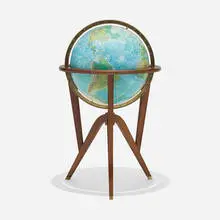 Edward Wormley, Cosmopolitan Globe, 1953, walnut, brass, metal, paper