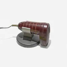 Harry S. Preble, Jr., Hair dryer and stand, c. 1944, Bakelite, enameled aluminum, chrome-plated steel