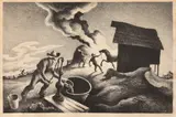 Fire in the Barnyard by Thomas Hart Benton, Lithograph, sold Apr 2015