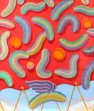 Tom Rickers, Baby Bouncing Boys, Oil on canvas - Unstretched canvas: 46 in. x 54 in